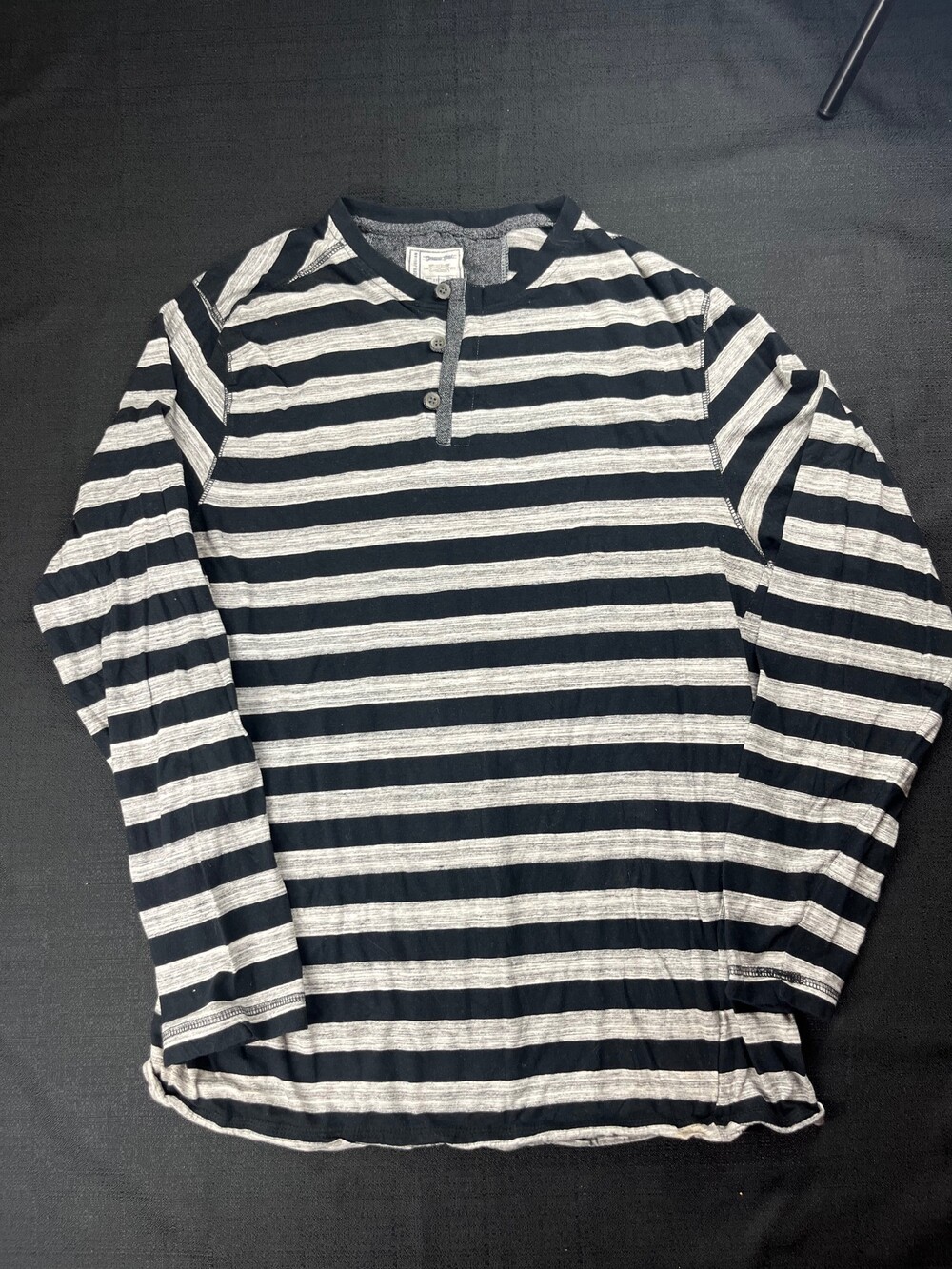 Coldbus Alexander Julian Long Sleeve Henley X-Large Black White Striped